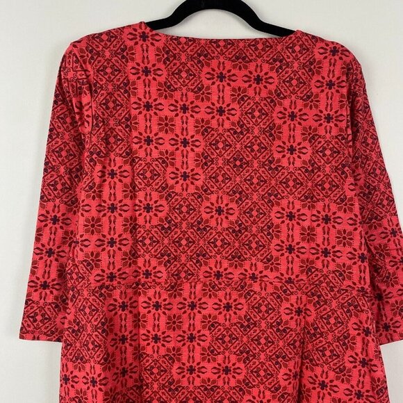 Toad & Co Rosalinda Dress Pockets Cranberry Patchwork Print V Neck Size XL - Picture 7 of 10